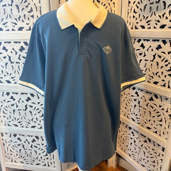 Other - Men's Blue Pickleball Polo Shirt with Cream Accents NWT